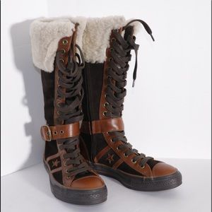 converse boots with fur